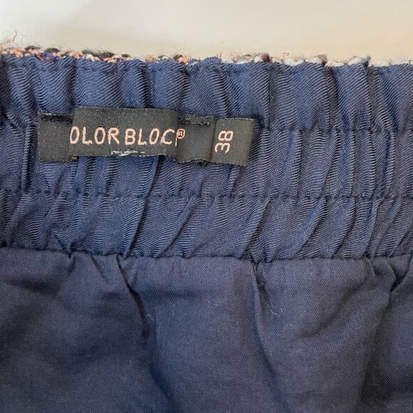 48.Color Block| Wool Tweed cotton blend|Size 38(EU)| Mini Skirt| Pockets - Picture 10 of 11